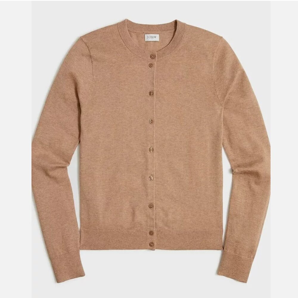 J. Crew - Classic Cotton Cardigan Sweater E5957 | Small E5957 | Brown Fawn